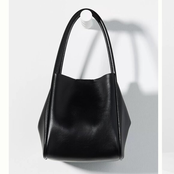 Anthropologie Handbags - NEW The Hollace Tote: Mini Edition black faux leather purse bag